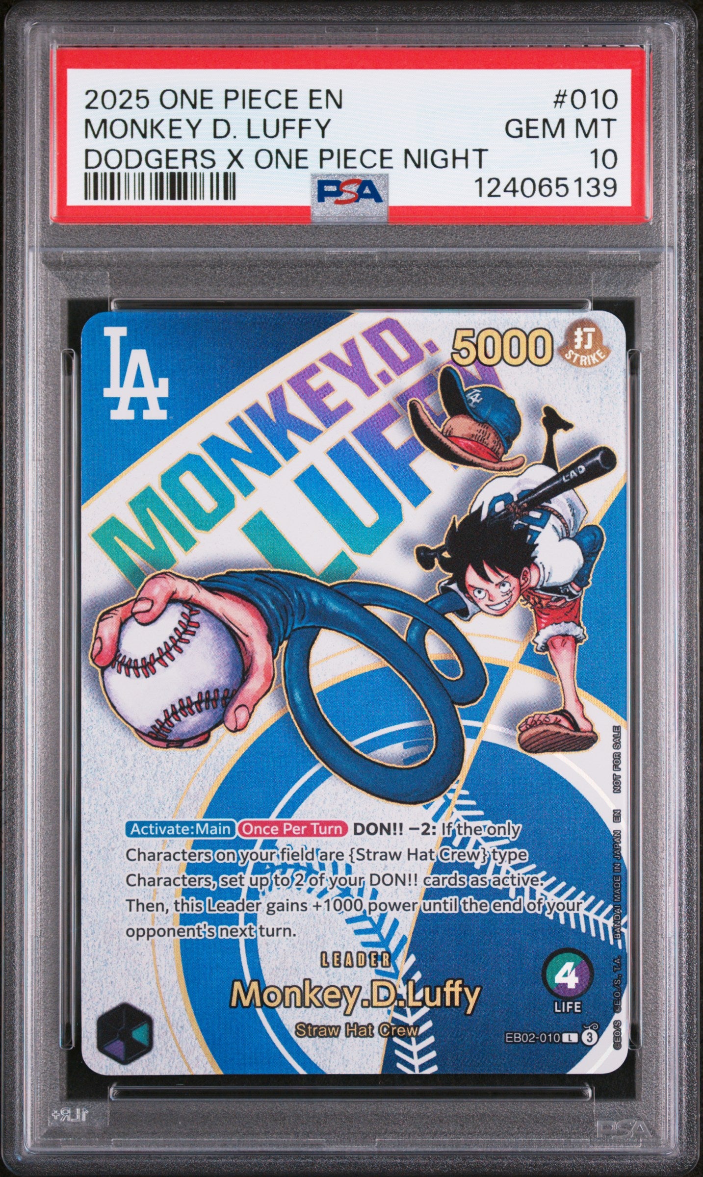 MONKEY D. LUFFY (DODGERS X ONE PIECE NIGHT) #010 2025 PSA 10