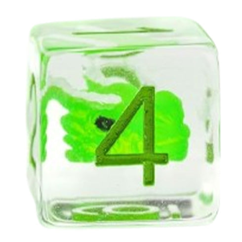 MDG Resin 16mm Poly Dice Set - Dragon Storm Inclusion Resin Green Dragon