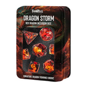 MDG Resin 16mm Poly Dice Set - Dragon Storm Inclusion Resin Red Dragon