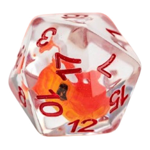 MDG Resin 16mm Poly Dice Set - Dragon Storm Inclusion Resin Red Dragon
