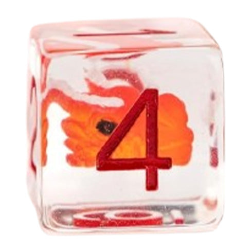 MDG Resin 16mm Poly Dice Set - Dragon Storm Inclusion Resin Red Dragon
