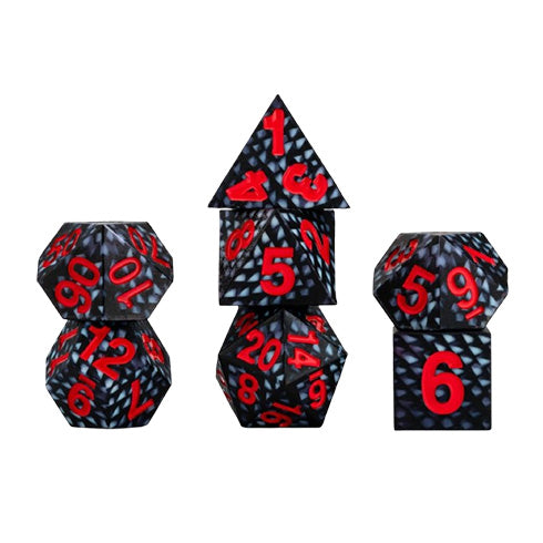 MDG Silicone 16mm Poly Dice Set - Dragon Storm Silicone Black Dragon Scales