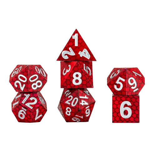 MDG Silicone 16mm Poly Dice Set - Dragon Storm Silicone Red Dragon Scales