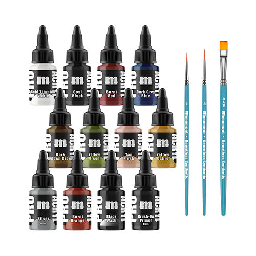 Monument Pro Acryl Intro Set - 12 Colors + 3 Synthetic Brushes