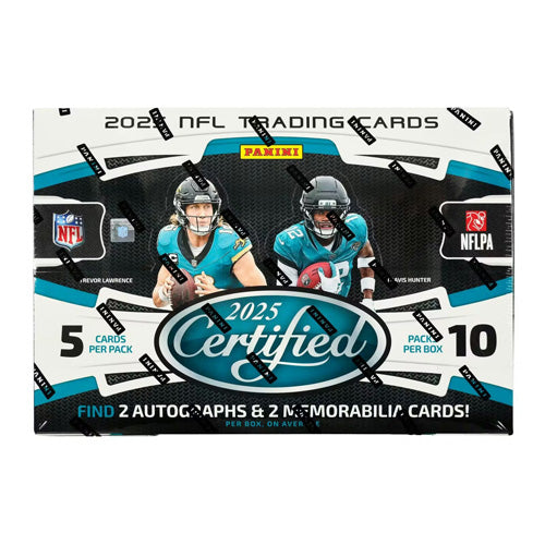NFL - 2025 Certified Football Hobby Trading Cards (Display of 10)