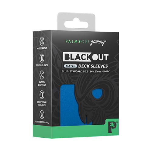 Palms Off Standard 100pc Blackout Deck Sleeves - Blue Matte