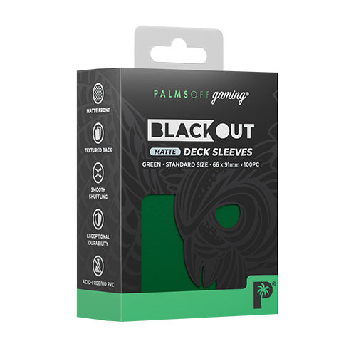 Palms Off Standard 100pc Blackout Deck Sleeves - Green Matte