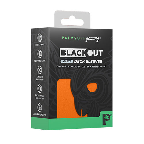 Palms Off Standard 100pc Blackout Deck Sleeves - Orange Matte