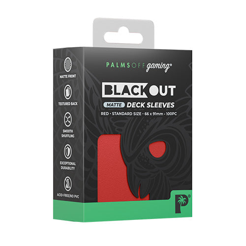 Palms Off Standard 100pc Blackout Deck Sleeves - Red Matte