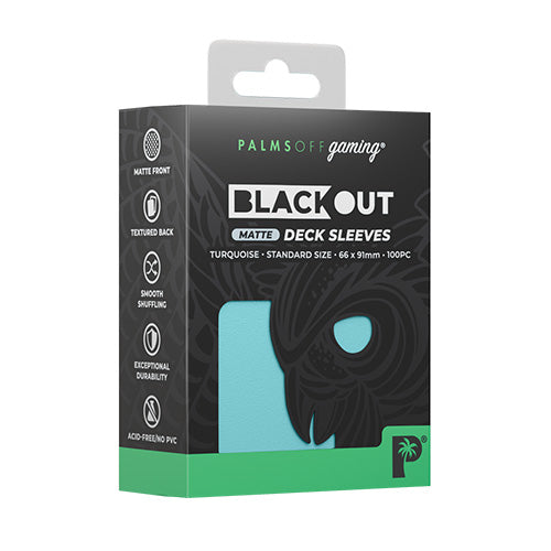 Palms Off Standard 100pc Blackout Deck Sleeves - Turquoise Matte