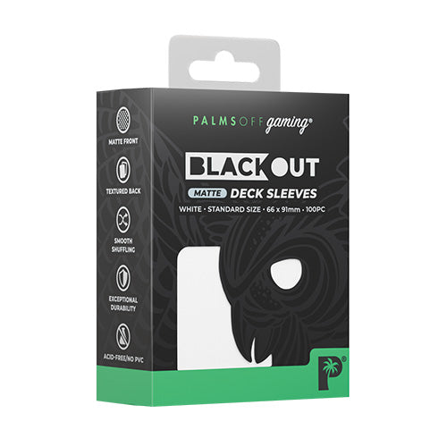 Palms Off Standard 100pc Blackout Deck Sleeves - White Matte