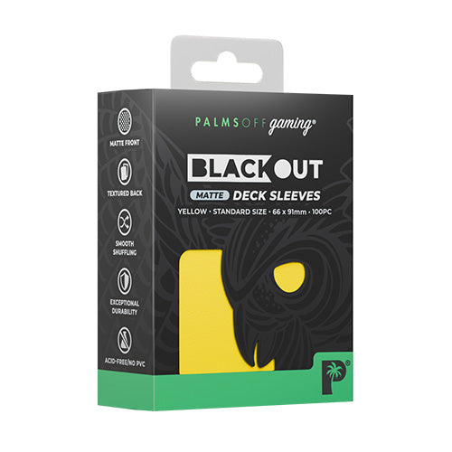 Palms Off Standard 100pc Blackout Deck Sleeves - Yellow Matte