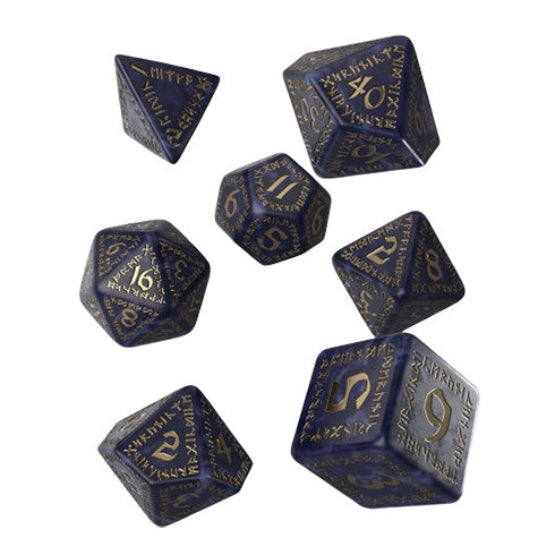 Q Workshop Runic Mixed Blue & Gold Dice Set