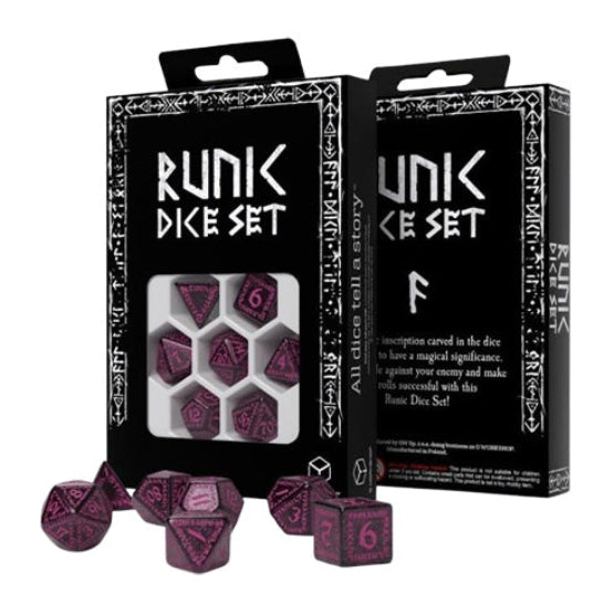 Q Workshop Runic Shimmering Black With Magenta Dice Set