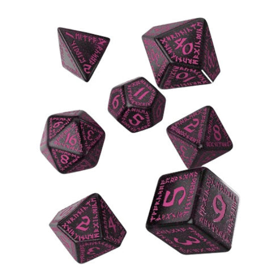 Q Workshop Runic Shimmering Black With Magenta Dice Set