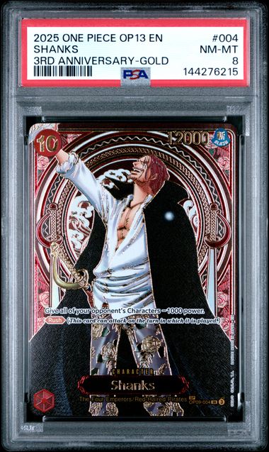 SHANKS #004 2025 OP13 3RD ANNIVERSARY-GOLD PSA 8