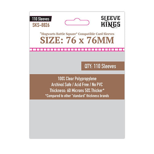 Sleeve Kings Board Game Sleeves Hogwarts Battle Square Compatible 76x76mm 110ct