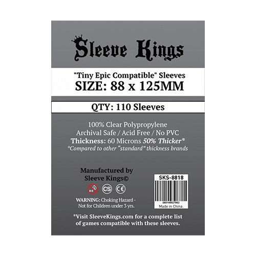 Sleeve Kings Board Game Sleeves Tiny Epic Compatible 88mm x 125mm 110ct
