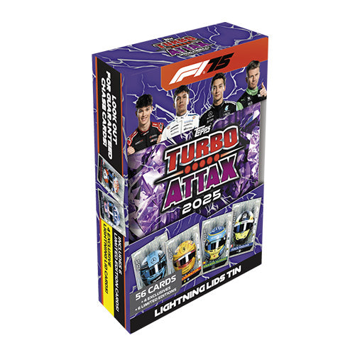 TURBO ATTAX Formula 1 2025 Mega Tins Shake Down/Lightning Lids (Pair)
