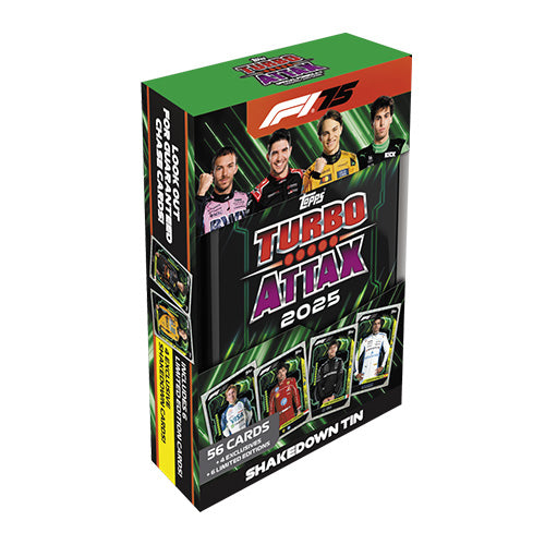 TURBO ATTAX Formula 1 2025 Mega Tins Shake Down/Lightning Lids (Pair)