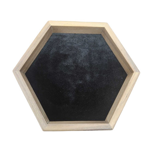 The Tray Tinker Hexagon Dice Tray - American Walnut with Hematite Luxe