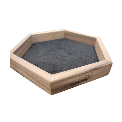 The Tray Tinker Hexagon Dice Tray - American Walnut with Hematite Luxe