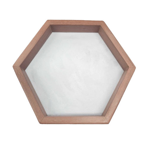 The Tray Tinker Hexagon Dice Tray - Jarrah with Cloud Plush