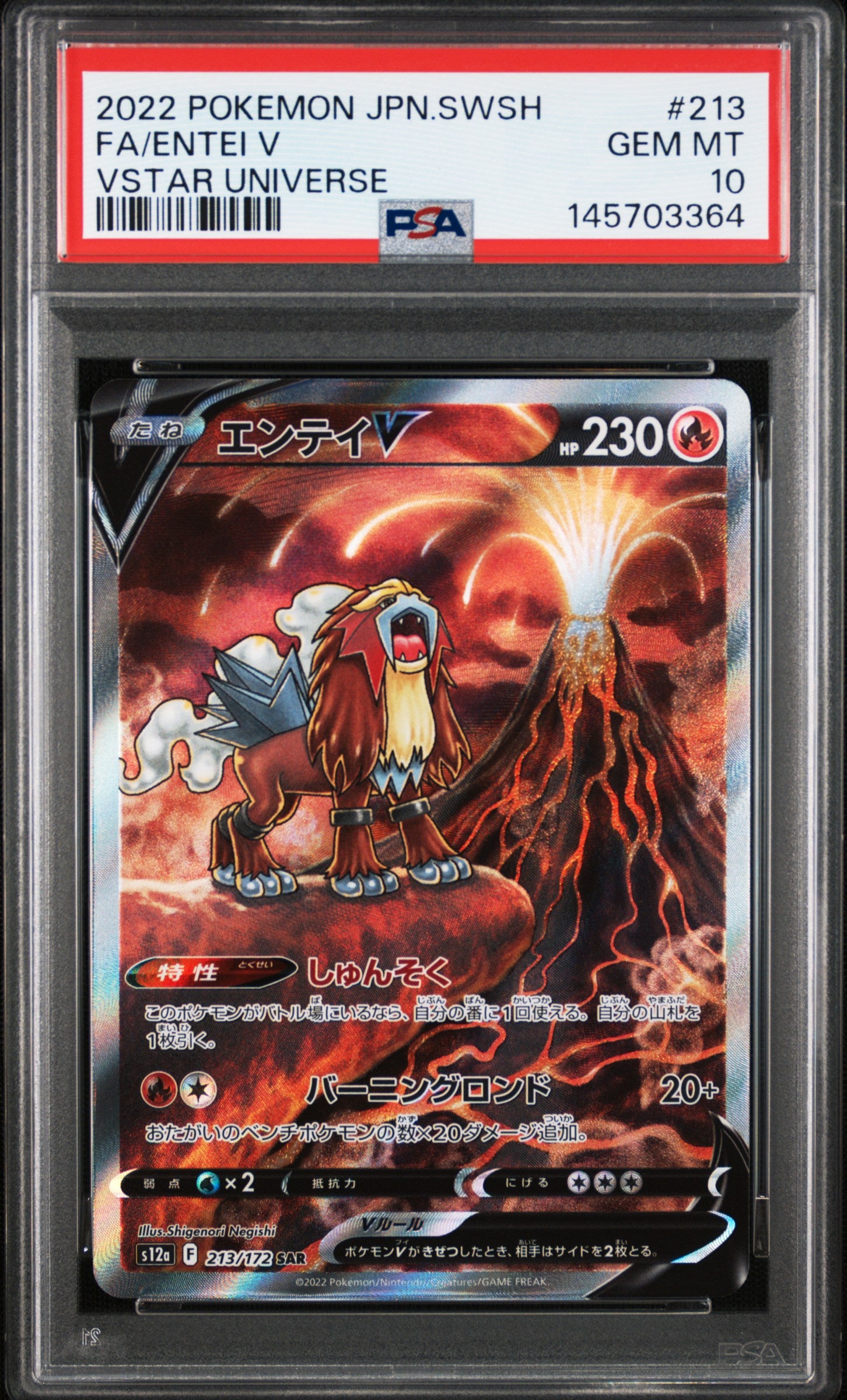 FA/ENTEI V VSTAR UNIVERSE #213 2022 SWSH FA VSTAR UNIVERSE PSA 10