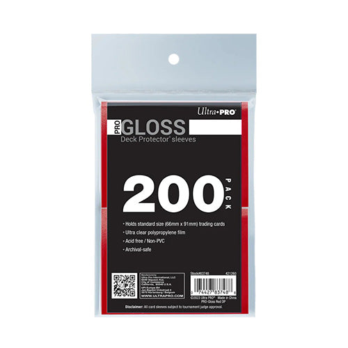 Ultra Pro PRO-Gloss Standard Deck Protector Sleeves 200ct Bundle - Red