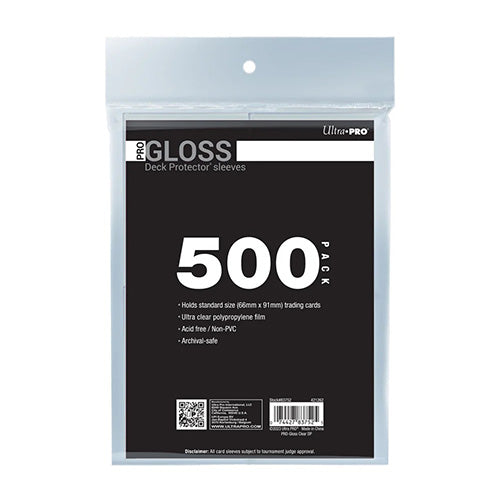 Ultra Pro PRO-Gloss Standard Deck Protector Sleeves 500ct Bundle - Clear