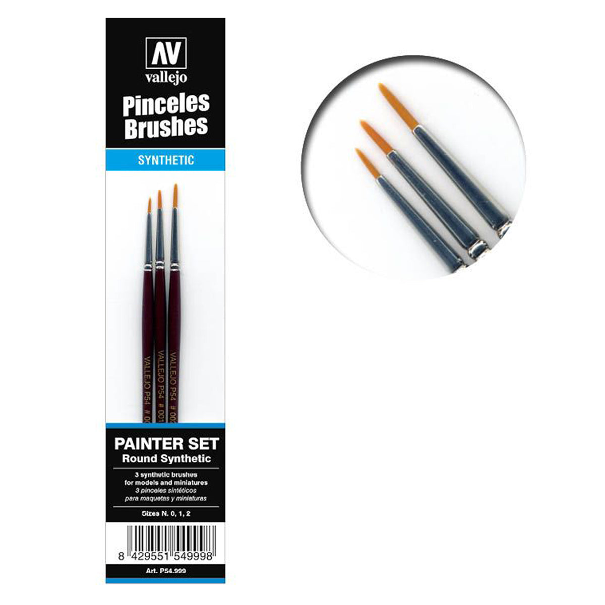 Vallejo Brushes - Detail - Design Set - Synthetic fibers (Sizes 0; 1 & 2)