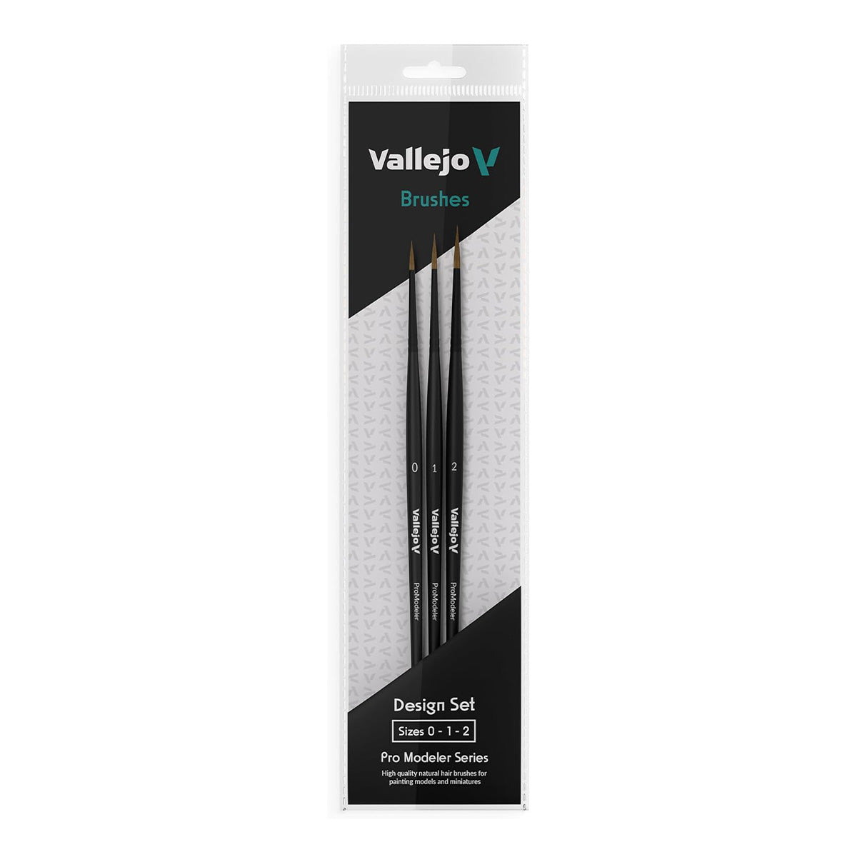 Vallejo Brushes - Pro Modeler - Design Set - Natural Hair (Sizes 0, 1 & 2)