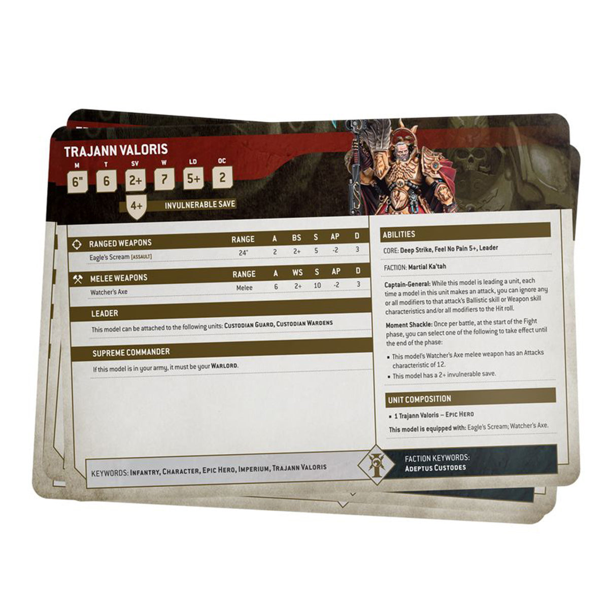 Warhammer 40K Datasheet Cards Adeptus Custodes Gameology product