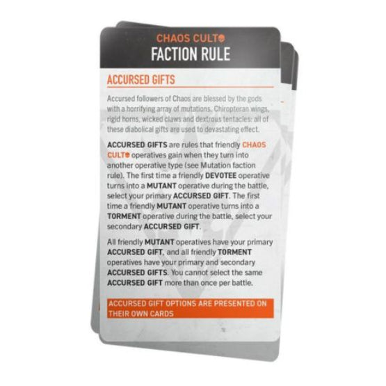 Warhammer 40K Kill Team Chaos Cult Datacards