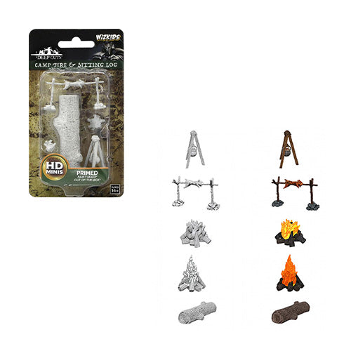 WizKids Deep Cuts Unpainted Miniatures Camp Fire & Sitting Log