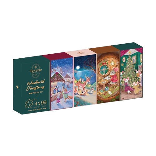 Woodland Christmas 4 x 99 Piece Mini Puzzle Set