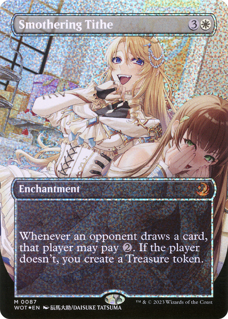 FOIL Smothering Tithe (Anime Borderless) (Confetti Foil) (WOT-087) - Wilds of Eldraine: Enchanting Tales - Magic The Gathering