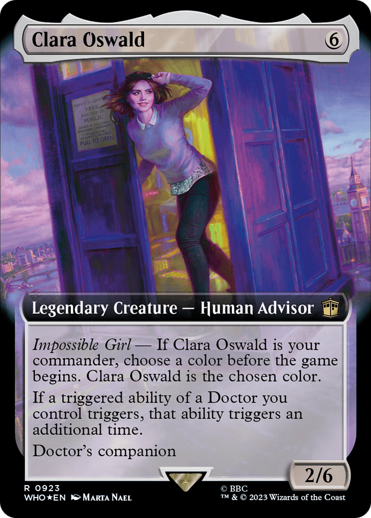 FOIL Clara Oswald (Extended Art) (Surge Foil) (WHO-923) - Doctor Who - Magic The Gathering
