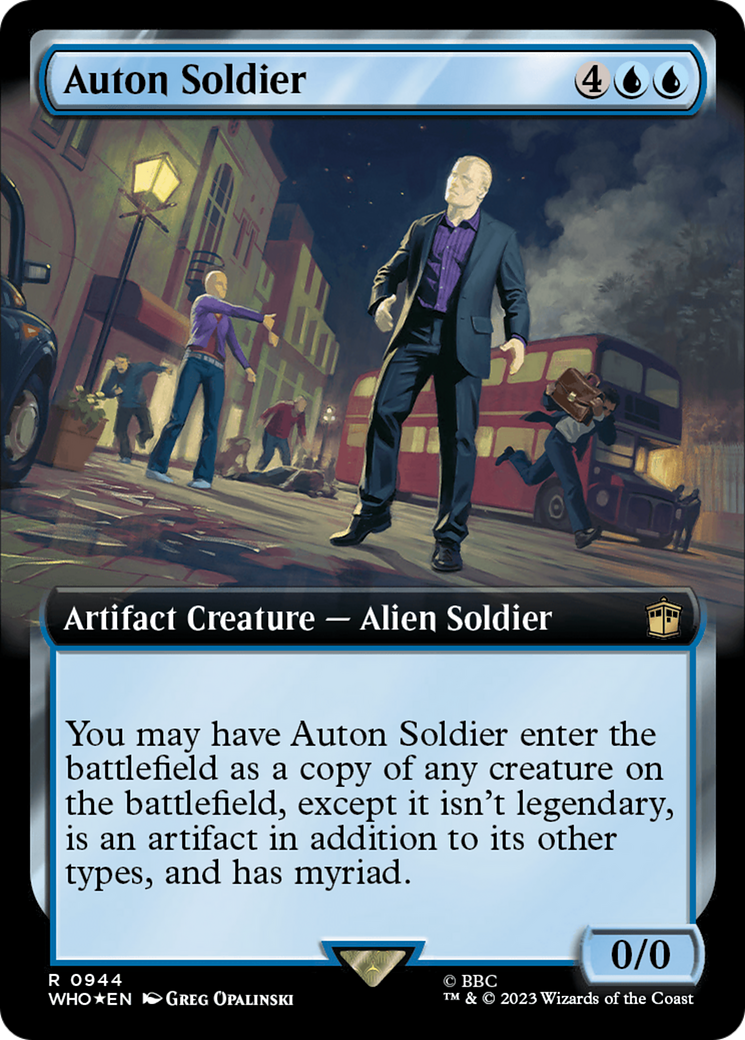 FOIL Auton Soldier (Extended Art) (Surge Foil) (WHO-944) - Doctor Who - Magic The Gathering