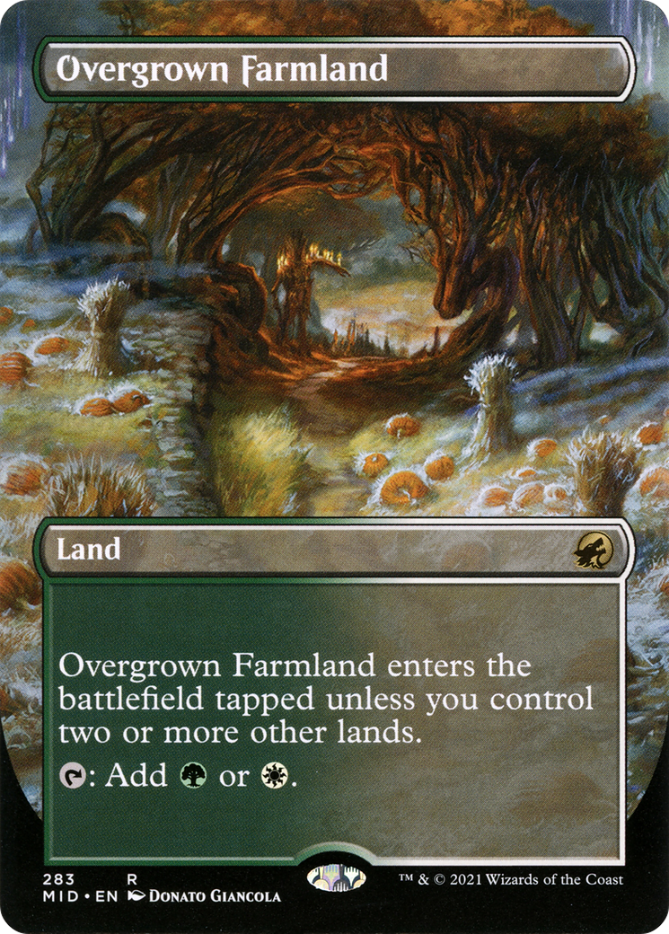 Overgrown Farmland (Borderless) (MID-283) - Innistrad: Midnight Hunt - Magic The Gathering