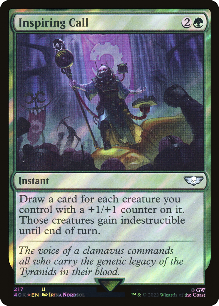 FOIL Inspiring Call (Surge Foil) (40K-217) - Warhammer 40,000 Commander - Magic The Gathering