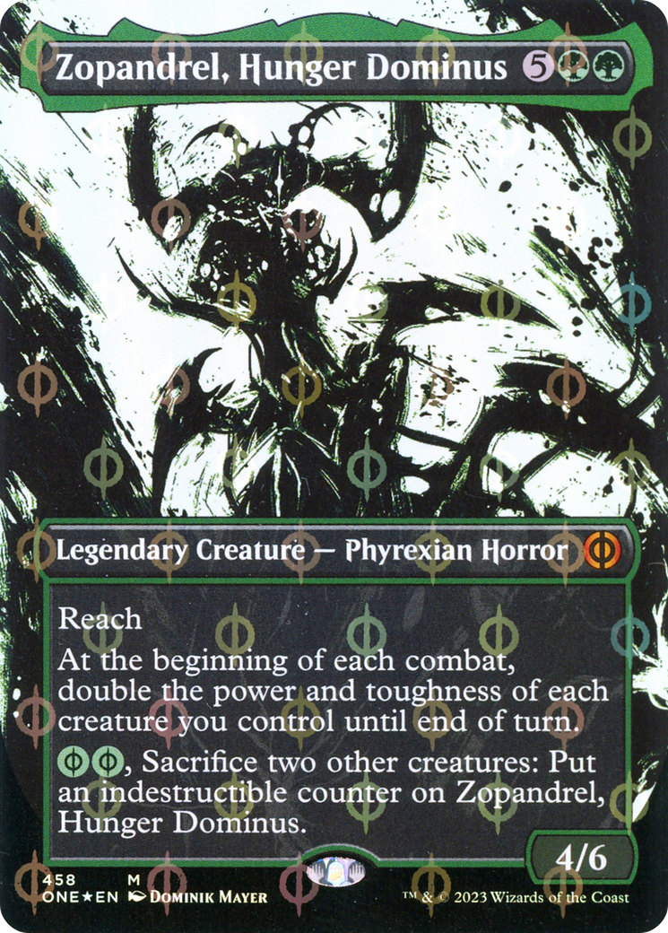 FOIL Zopandrel, Hunger Dominus (Showcase) (Step-and-Compleat Foil) (ONE-458) - Phyrexia: All Will Be One - Magic The Gathering