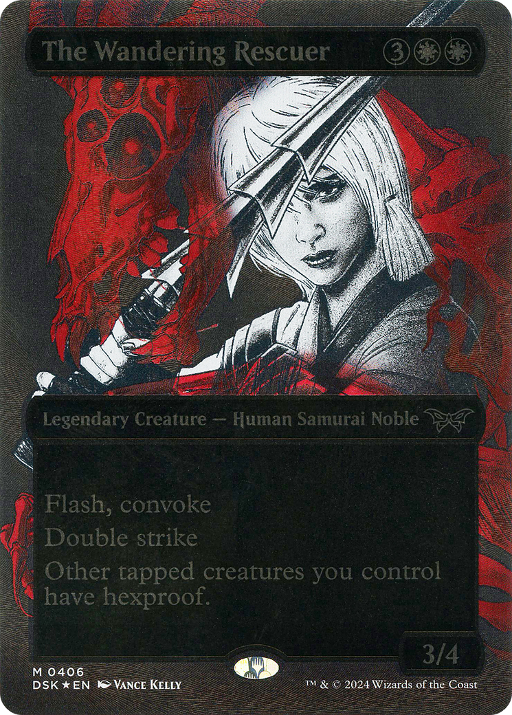 FOIL The Wandering Rescuer (Showcase) (Textured) (DSK-406) - Duskmourn: House of Horror - Magic The Gathering