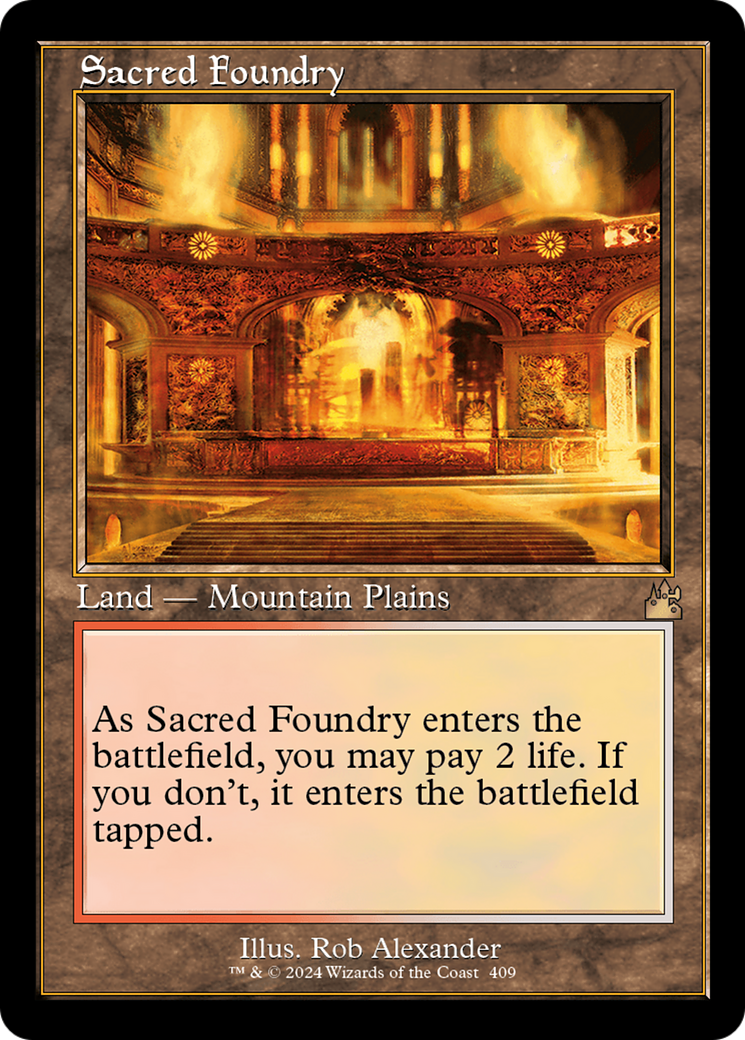 FOIL Sacred Foundry (Retro Frame) (RVR-409) - Ravnica Remastered - Magic The Gathering