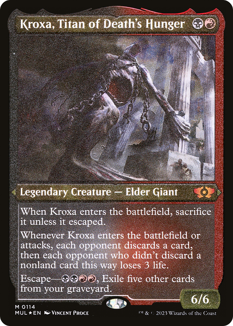 ETCHED FOIL Kroxa, Titan of Death's Hunger (Foil Etched) (MUL-114) - Multiverse Legends - Magic The Gathering