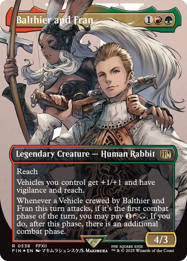 FOIL Balthier and Fran (0538) (Borderless) (Surge Foil) (FIN-538) - FINAL FANTASY - Magic The Gathering