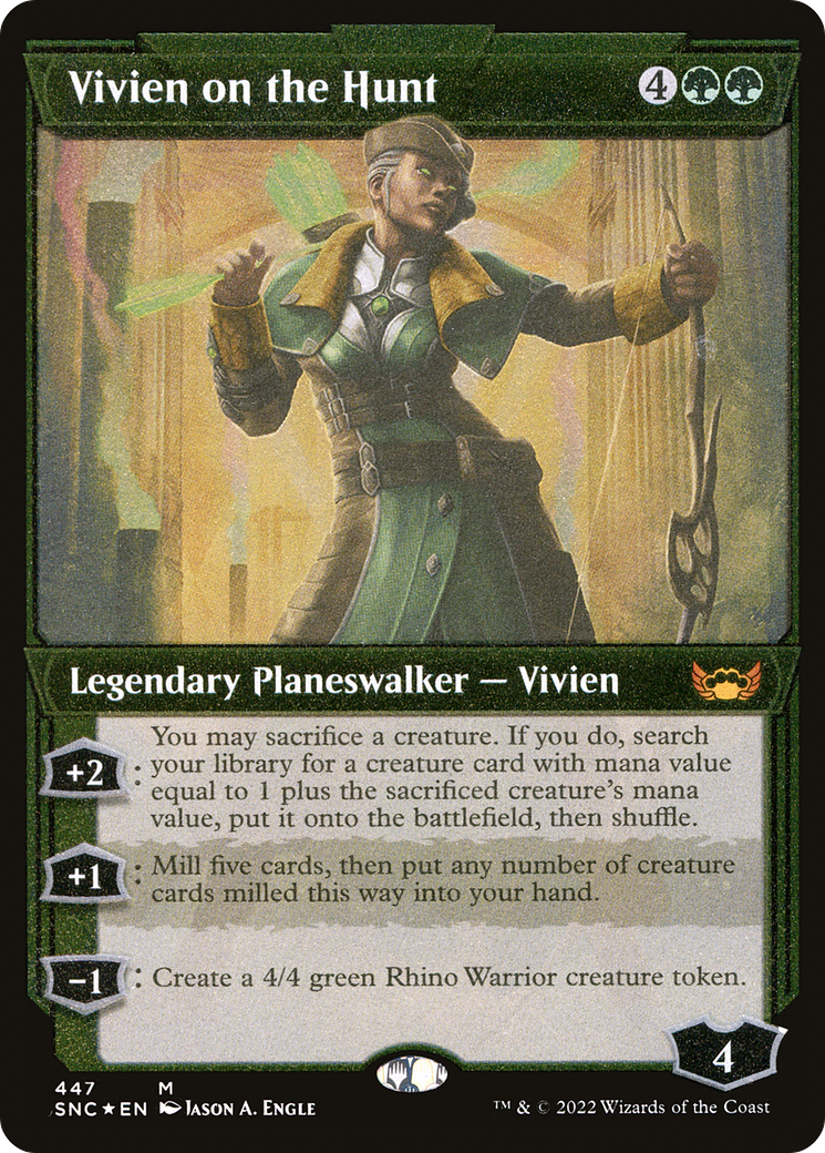 ETCHED FOIL Vivien on the Hunt (Showcase) (Foil Etched) (SNC-447) - Streets of New Capenna - Magic The Gathering