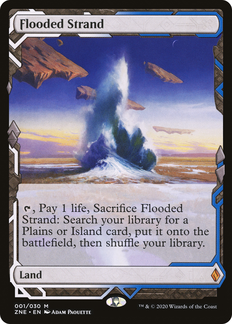 FOIL Flooded Strand (ZNE-001) - Zendikar Rising Expeditions - Magic The Gathering