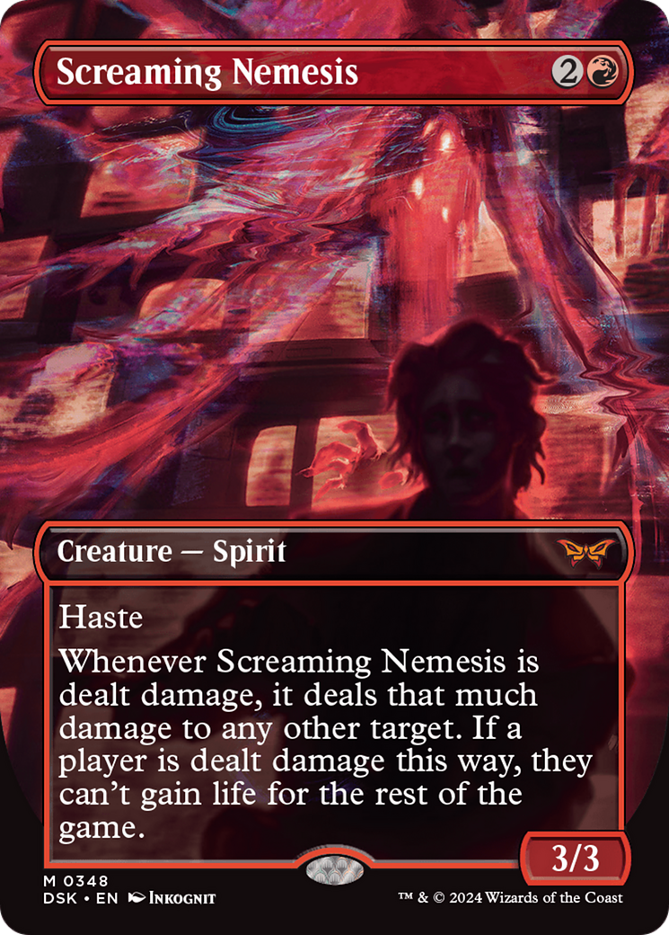 FOIL Screaming Nemesis (Borderless) (DSK-348) - Duskmourn: House of Horror - Magic The Gathering