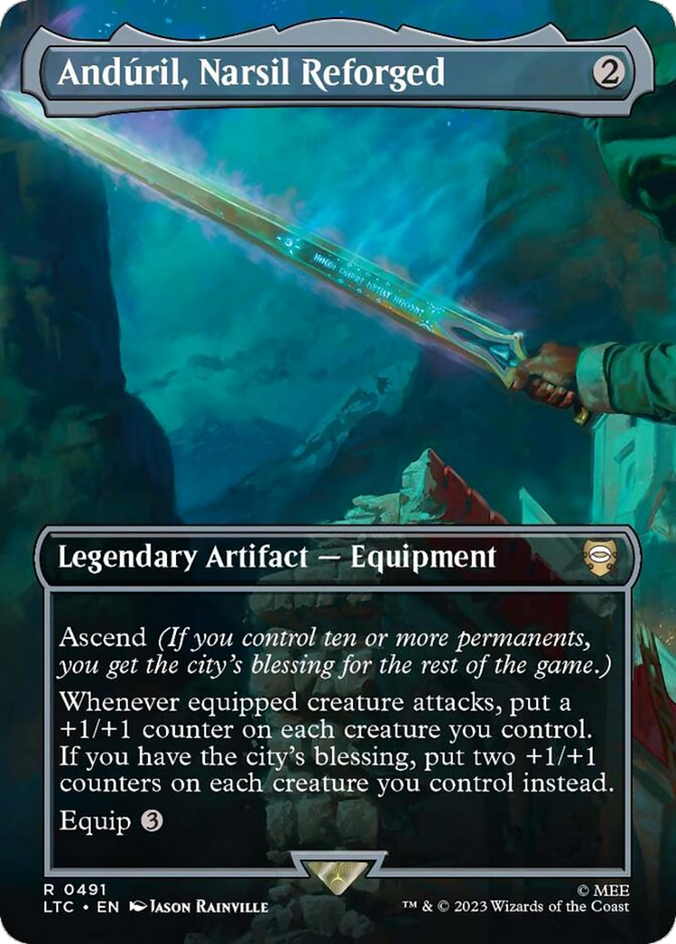 FOIL Anduril, Narsil Reforged (Borderless) (LTC-491) - Tales of Middle-earth Commander - Magic The Gathering